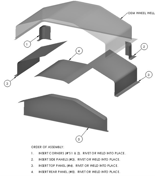 C2-WW55   Wheel well repair kit. 6 piece kit.